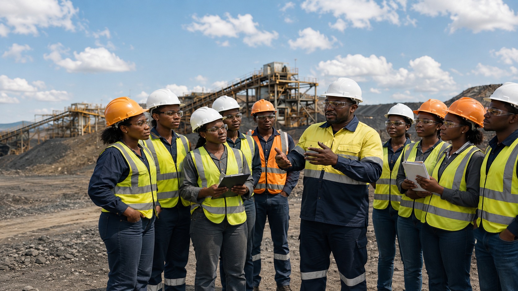 Mining students and instructor during practical training